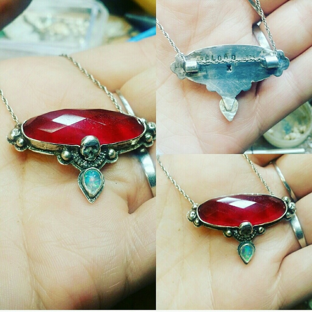 Reload Red Jade sterling silver necklace